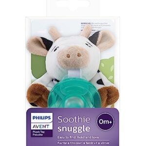 Philips Avent Soothie Snuggle Pacifier Holder with Detachable Pacifier, 0m+, Cow, SCF347/05