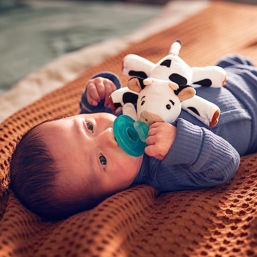 Philips Avent Soothie Snuggle Pacifier Holder with Detachable Pacifier, 0m+, Cow, SCF347/05