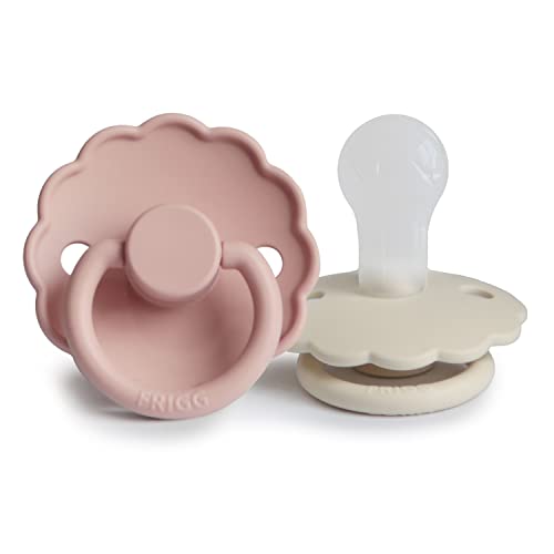 FRIGG Daisy SilkySoft Silicone Baby Pacifier | Made in Denmark | BPA-Free (Blush/Cream, 0-6 Months)