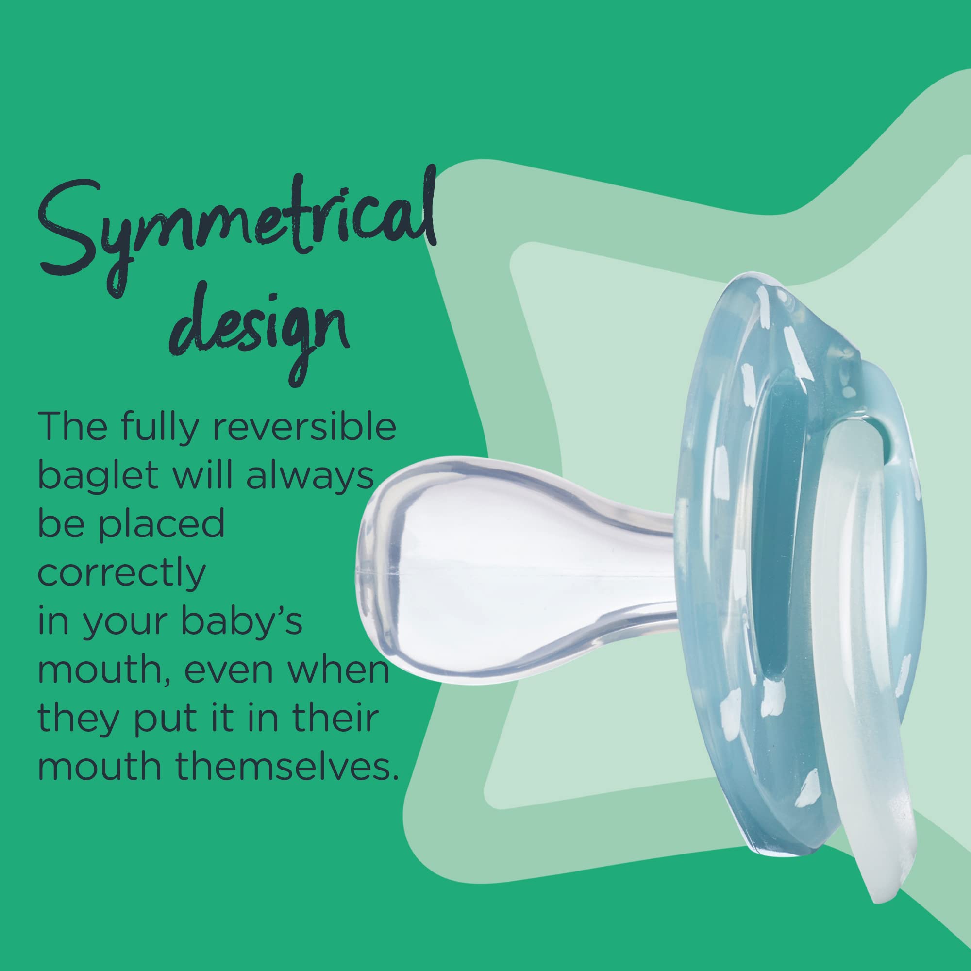 Tommee Tippee Nighttime Pacifiers, 6-18 Months, 6 Pack of Glow in the Dark Pacifiers with Symmetrical Silicone Baglet