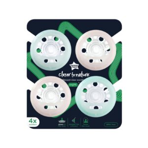 Tommee Tippee Breast Like Night Pacifier, 0-6 Months, Pack of 4 Pacifiers with Breast-Like Shape and Glow in The Dark Technology