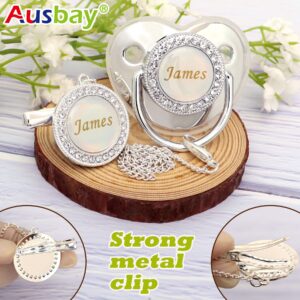 Personalized Pacifier Set with Name, BPA Free, Bling Gold Silver Pink Rose Gold Luxurious Ideal Gift for Newborns (Rose Gold)