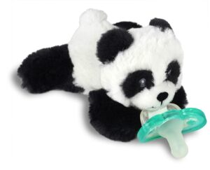 razbaby jollypop pacifier, holder w/ detachable baby pacifier, stuffed animal razbuddy, all ages 0m+, 100% medical grade usa made silicone pacifier, machine washable, textured & easy to hold – panda