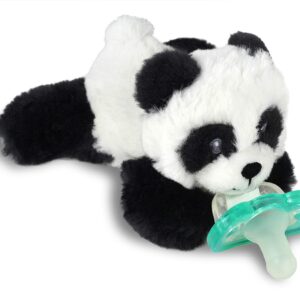 RaZbaby JollyPop Pacifier, Holder w/ Detachable Baby Pacifier, Stuffed Animal RaZbuddy, All Ages 0M+, 100% Medical Grade USA Made Silicone Pacifier, Machine Washable, Textured & Easy to Hold – Panda