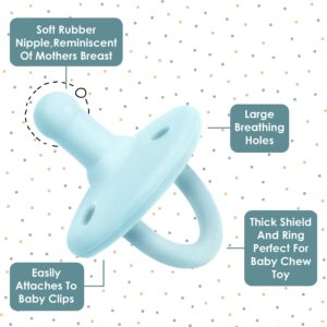 Sweet Child Soothie Pacifiers 0-18 Months, Set of 6 Ultra-Light Silicone Binkies with Collapsible Handle & 3 Air Holes for Added Safety, Best Newborn Pacifiers for Baby Boys Or Girls