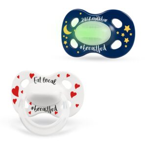 Medela Baby Pacifier | Day and Night Glow in The Dark | 6-18 Months | 2-Pack, Lightweight | BPA-Free | Supports Natural Suckling | Eat Local and 24/7 Milkbar