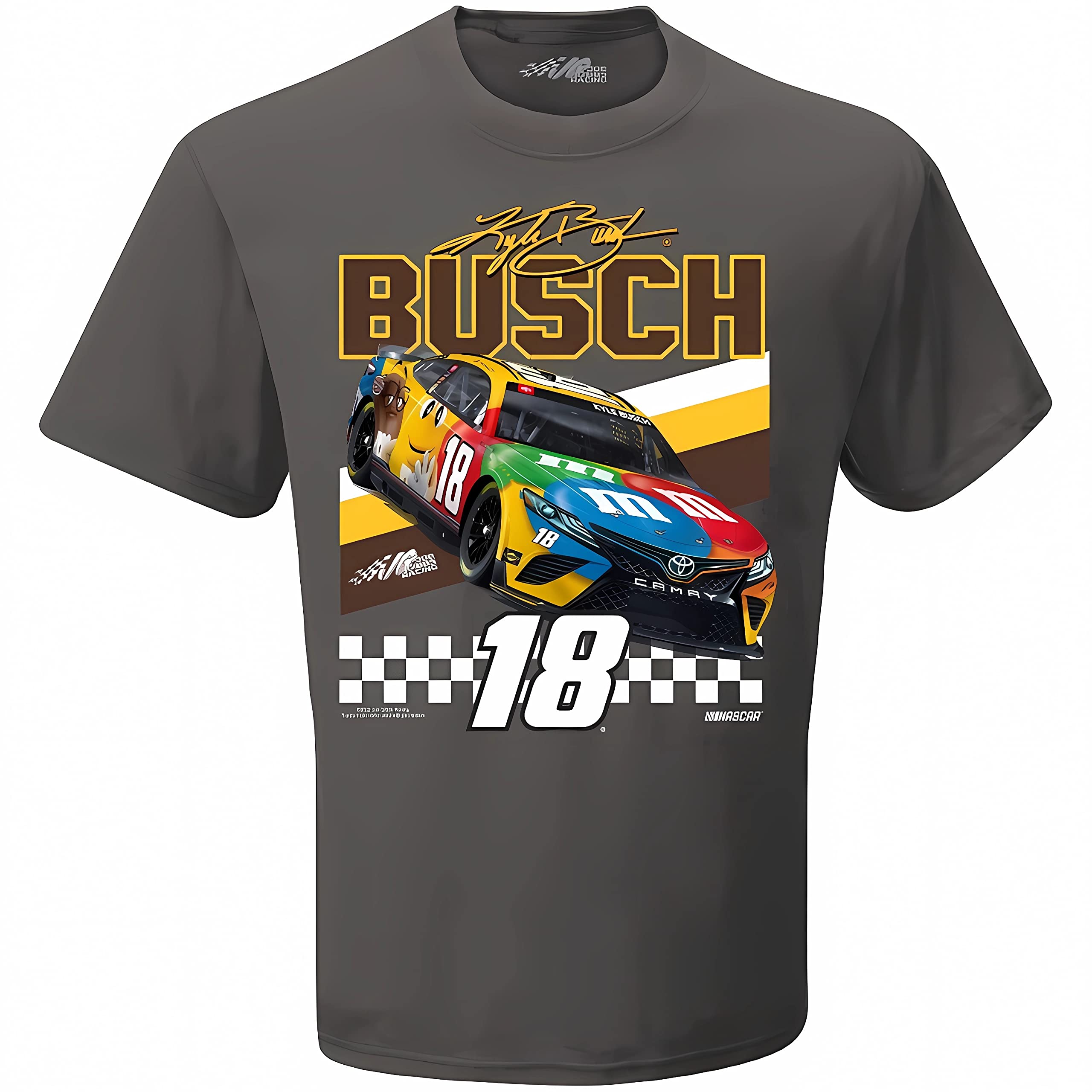 Checkered Flag Sports Kyle Busch #18 Front Runner Men's T-Shirt (as1, Alpha, l, Regular, Regular) Brown