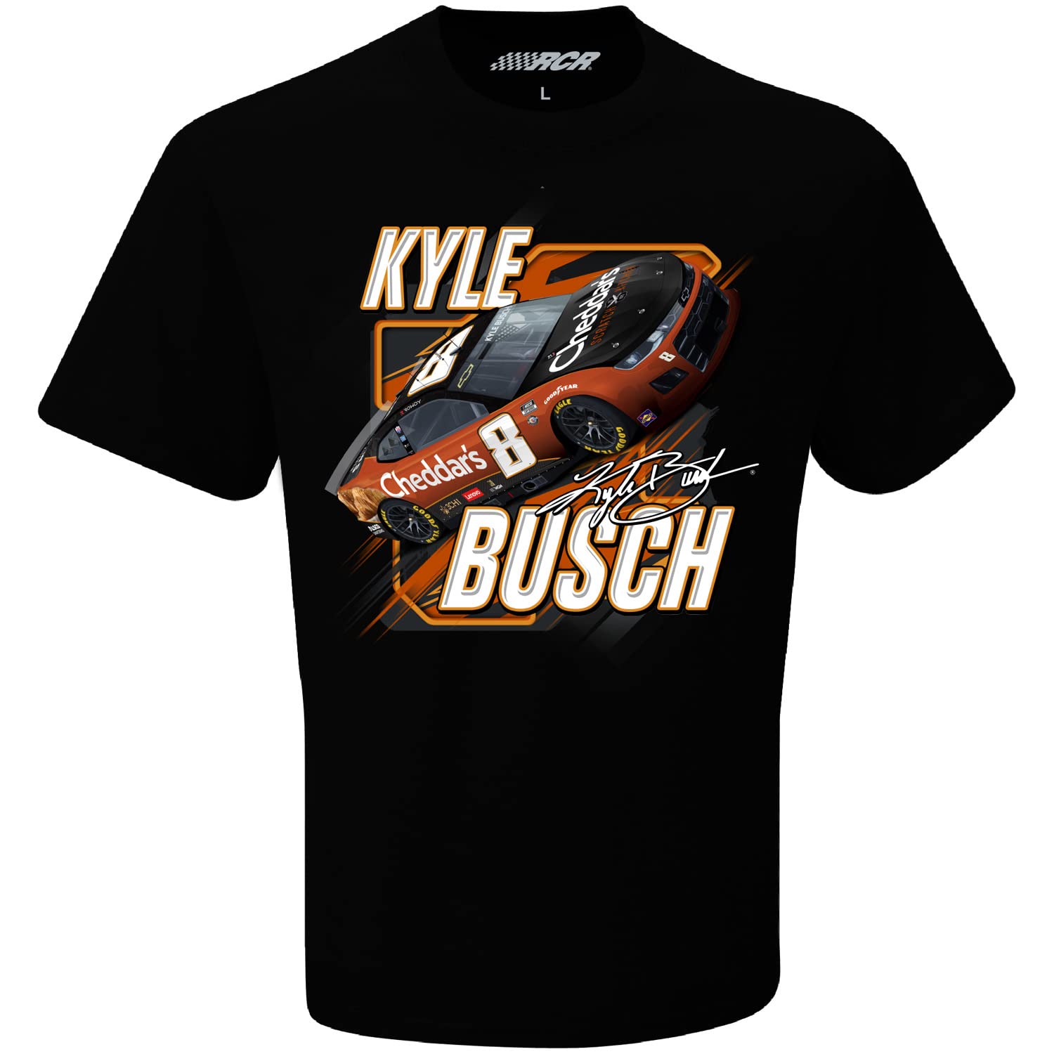 Checkered Flag Sports Kyle Busch 2023 Cheddar's Blister Tech T-Shirt Black (as1, Alpha, 3X_l, Regular, Regular)