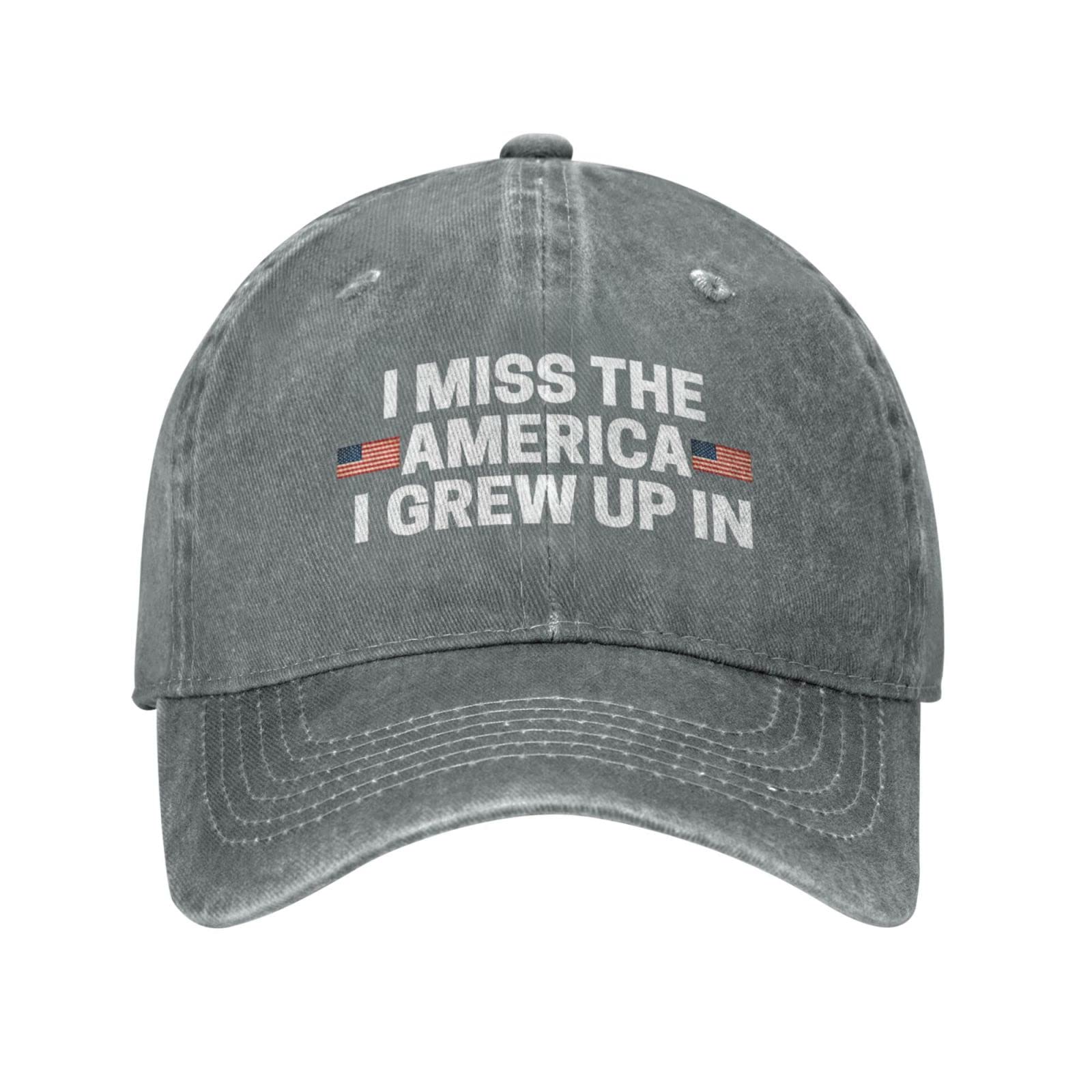 I Miss The America I Grew Up in Hat Men Baseball Hat Graphic Cap Gray