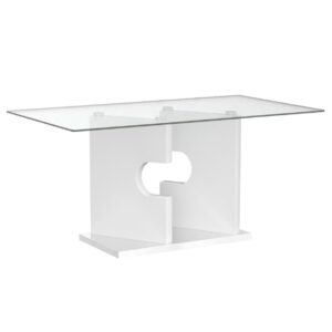 63'' Glass Dining Table for 6, 0.39" Tempered Glass Tabletop and White MDF Base,Large Dining Room Table for Home Kitchen Banquet Hall,Luxury Glass Table for Living Room Meeting Room(No Chair)