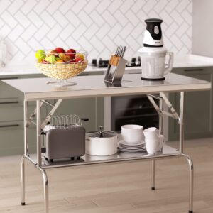 RIEDHOFF Stainless Steel Folding Table, Silver