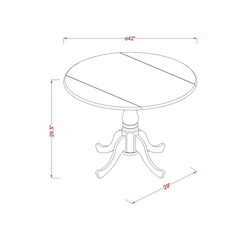 East West Furniture DLT-LOK-TP Dublin Kitchen Table - a Round Dining Table Top with Dropleaf & Pedestal Base, 42x42 Inch, Linen White & Oak