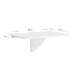 Haotian FWT03-W, White Wall-Mounted Drop-Leaf Table, Folding Kitchen & Dining Table Desk, Home Office Table Desk Workstation, Computer Desk, Trestle Desk