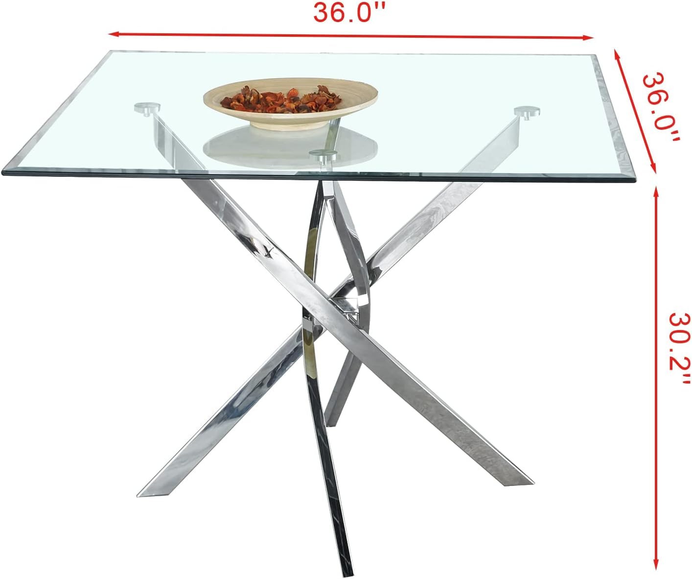 Round Dining Table,36" Glass Dining Room Table,Suitable for 2-4 People,Modern Circle Dining Room Table with Stainless Steel Legs & Glass Top,Small Kitchen Table for Living Room,Office