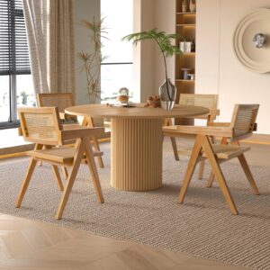 SIMTONAL Round Dining Table Wood Kitchen Table 40'' Circular Tabletop for Leisure Coffee Table, 40''L x 40''W x 29.9''H