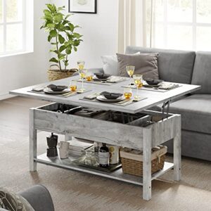 FABATO 41.7" Lift Top Coffee Table, 4 in 1 Multi-Function with Storage for Living Room, Coffee Table Converts to Dining Table for Dining Reception Room, Gray