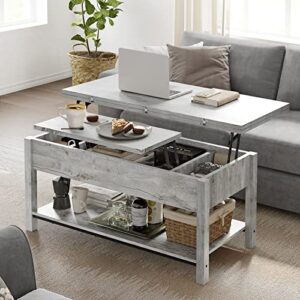 FABATO 41.7" Lift Top Coffee Table, 4 in 1 Multi-Function with Storage for Living Room, Coffee Table Converts to Dining Table for Dining Reception Room, Gray