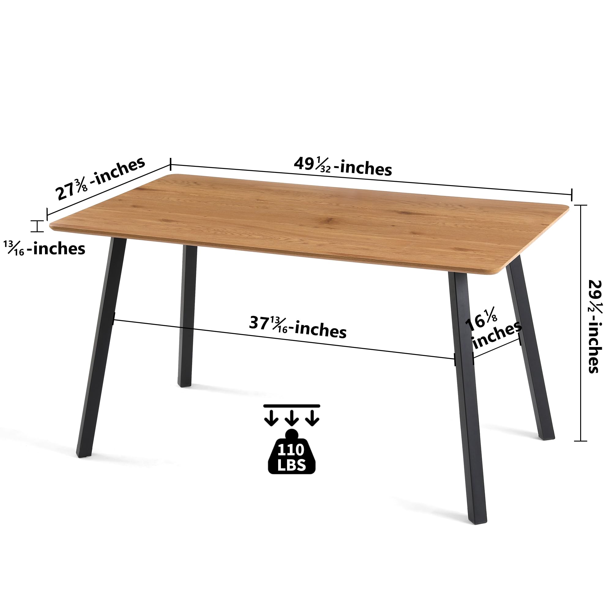 Homedot 49" Retangle Dining Table for 4-6 Person, Modern Faux Wood Kitchen Table Home Desk Dinner Table Wipe Clean MDF Living Room Table with Metal Frame for Home Kitchen Restaurant