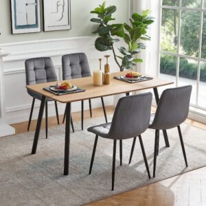Homedot 49" Retangle Dining Table for 4-6 Person, Modern Faux Wood Kitchen Table Home Desk Dinner Table Wipe Clean MDF Living Room Table with Metal Frame for Home Kitchen Restaurant