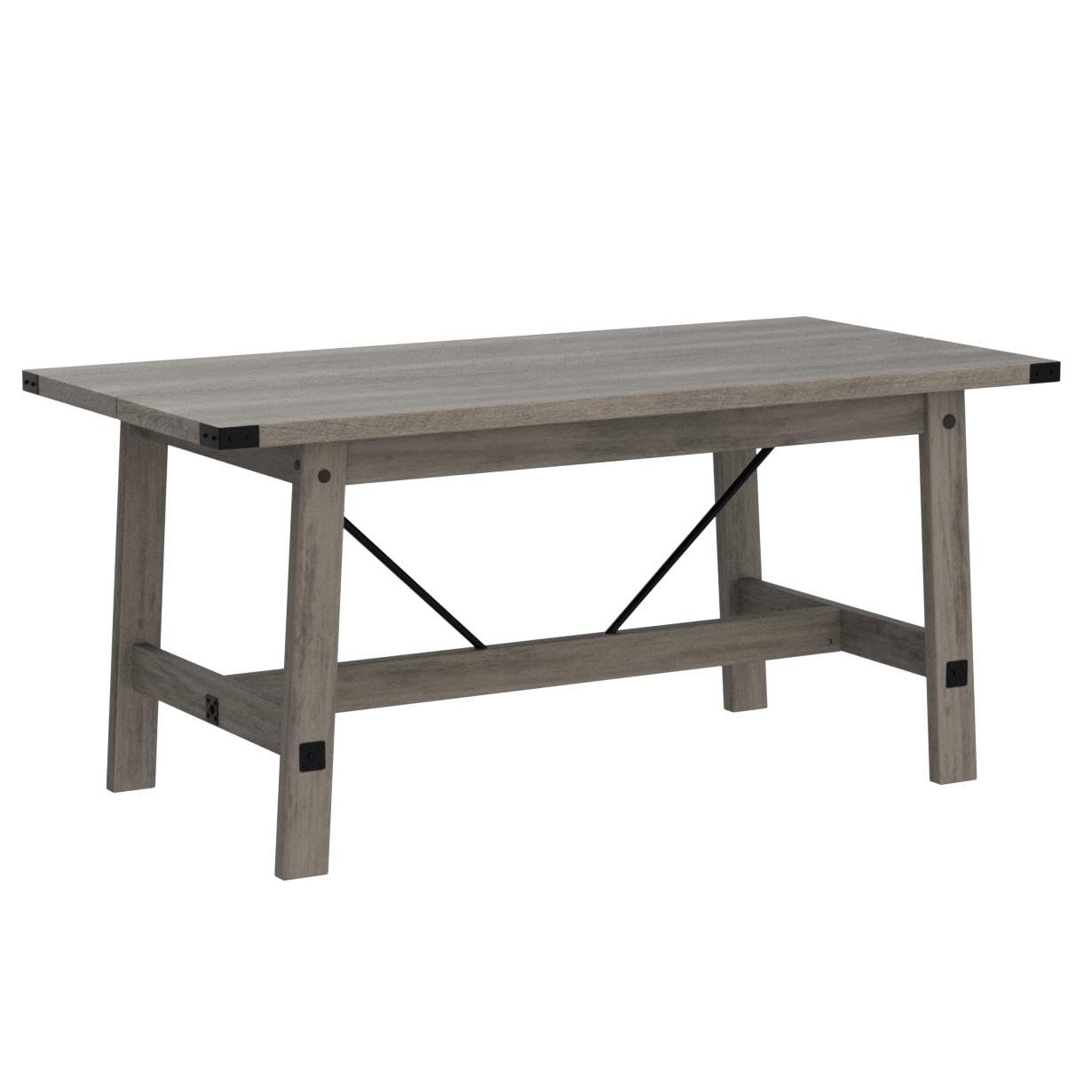 WAMPAT 4-6 Person Farmhouse Dining Table with Heavy Duty Wooden Legs, 67.7 Inch Rectangular Modern Wood Kitchen Table for Dining Room & Living Room, Rustic Grey