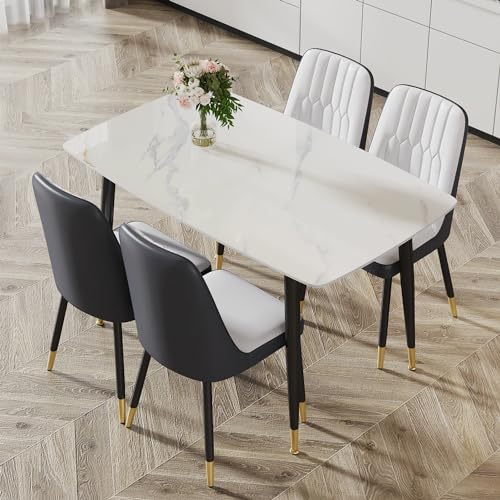 LFVFFA Dining Table Set for 4,Marble Kitchen Dining Room Table and Chairs Set,50 inch Rectangular Kitchen Table, Modern Home Furniture for Kitchen, Dining Room