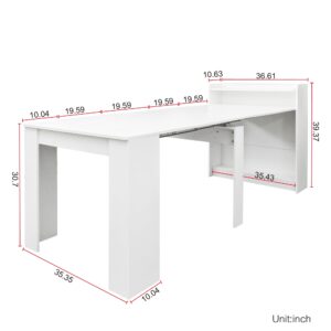 Expandable Dining Table for 8-12 Person, Extendable Dining Room Table with Sideboard Storage MDF Wooden Extendable Table as Kitchen Table Console Table Office Table Extendable from 20" to 98.43"