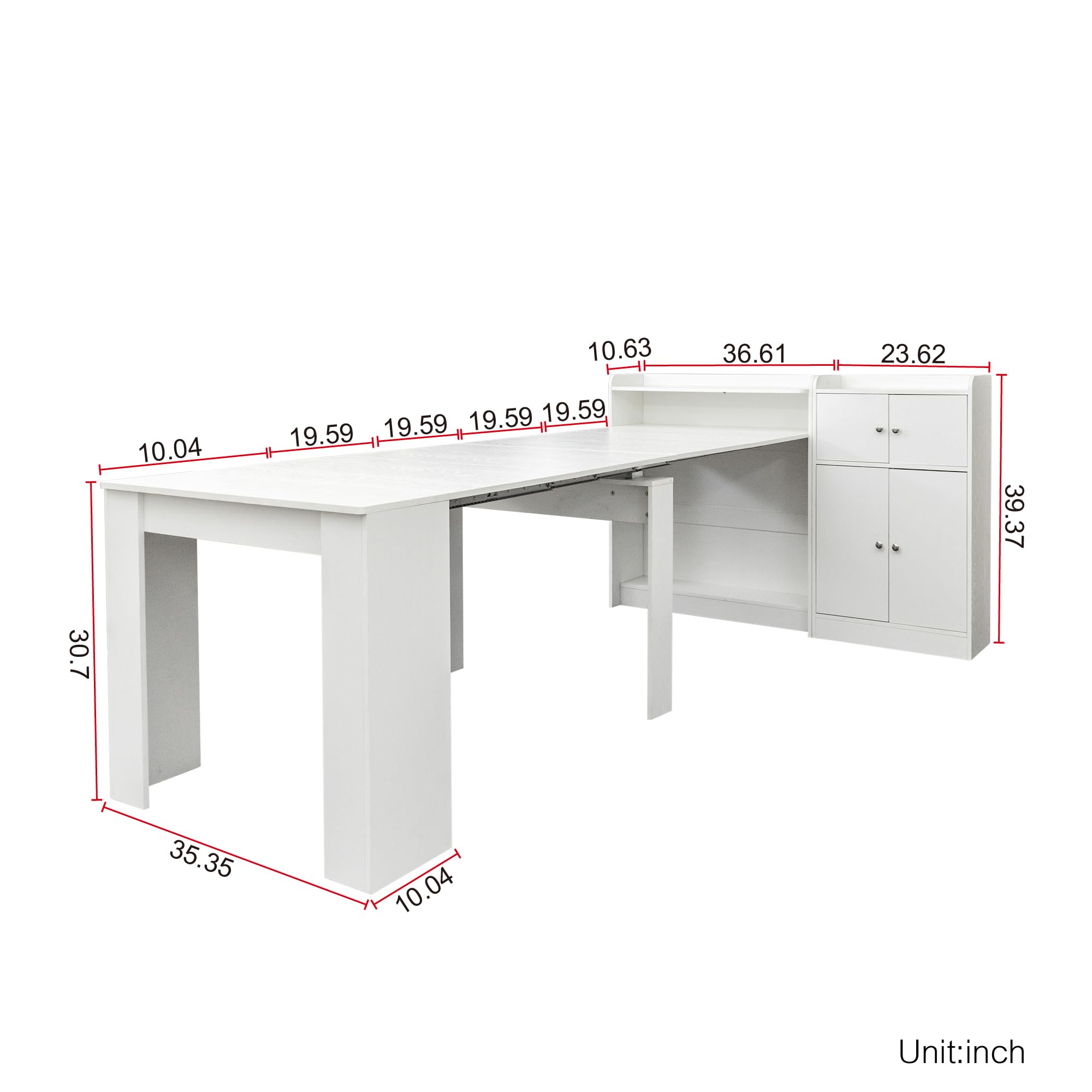 Expandable Dining Table for 8-12 Person, Extendable Dining Room Table with Sideboard Storage MDF Wooden Extendable Table as Kitchen Table Console Table Office Table Extendable from 20" to 98.43"