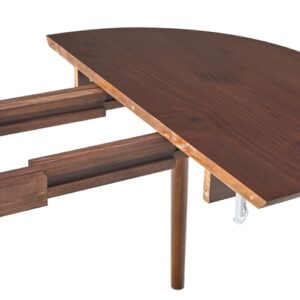 Walker Edison Mid Century Solid Wood Oval Extension Dining Table with Hairpin Legs and Removable Leaf, 60 Inch, Walnut