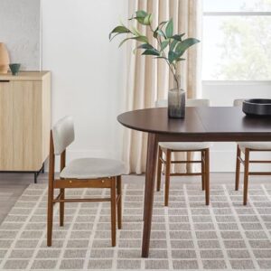 Walker Edison Mid Century Solid Wood Oval Extension Dining Table with Hairpin Legs and Removable Leaf, 60 Inch, Walnut