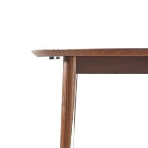 Walker Edison Mid Century Solid Wood Oval Extension Dining Table with Hairpin Legs and Removable Leaf, 60 Inch, Walnut