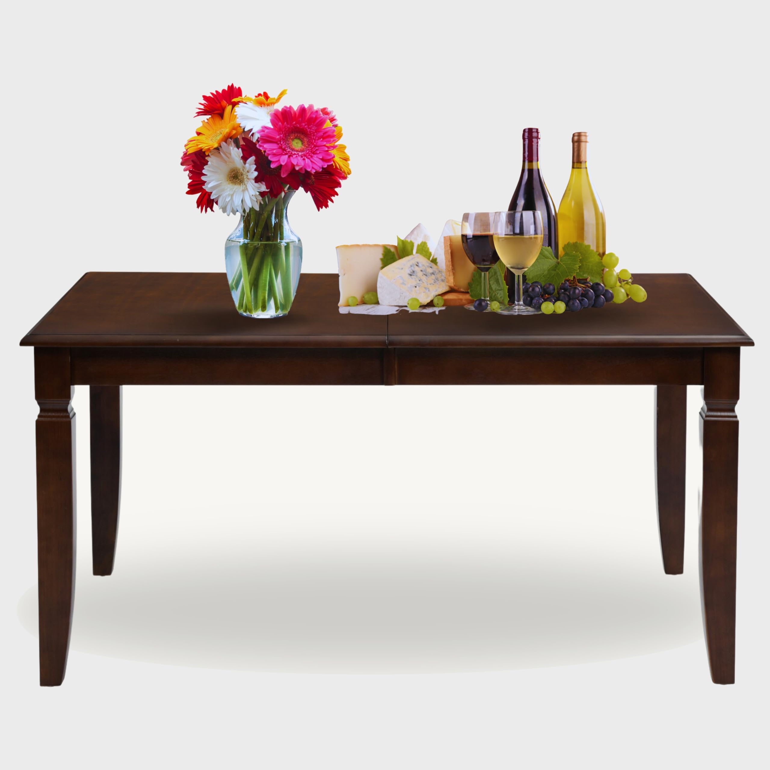 FurnitureR Dining Table Solid Wood Rectangular Extension Simple Table for Dining Room Kitchen, 77.7 Inches, Brown