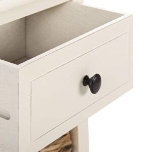 Safavieh Home Collection Everly Drawer , Vintage White 1-Drawer 2 Removable Baskets Side Table