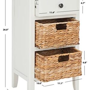 Safavieh Home Collection Everly Drawer , Vintage White 1-Drawer 2 Removable Baskets Side Table