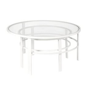 Henn&Hart Round Nested Coffee Table in White, Modern coffee tables for living room, studio apartment essentials, 36" Wide