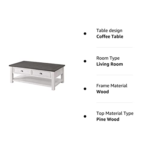 Martin Svensson Home Monterey Solid Wood Coffee Table White with Grey Top