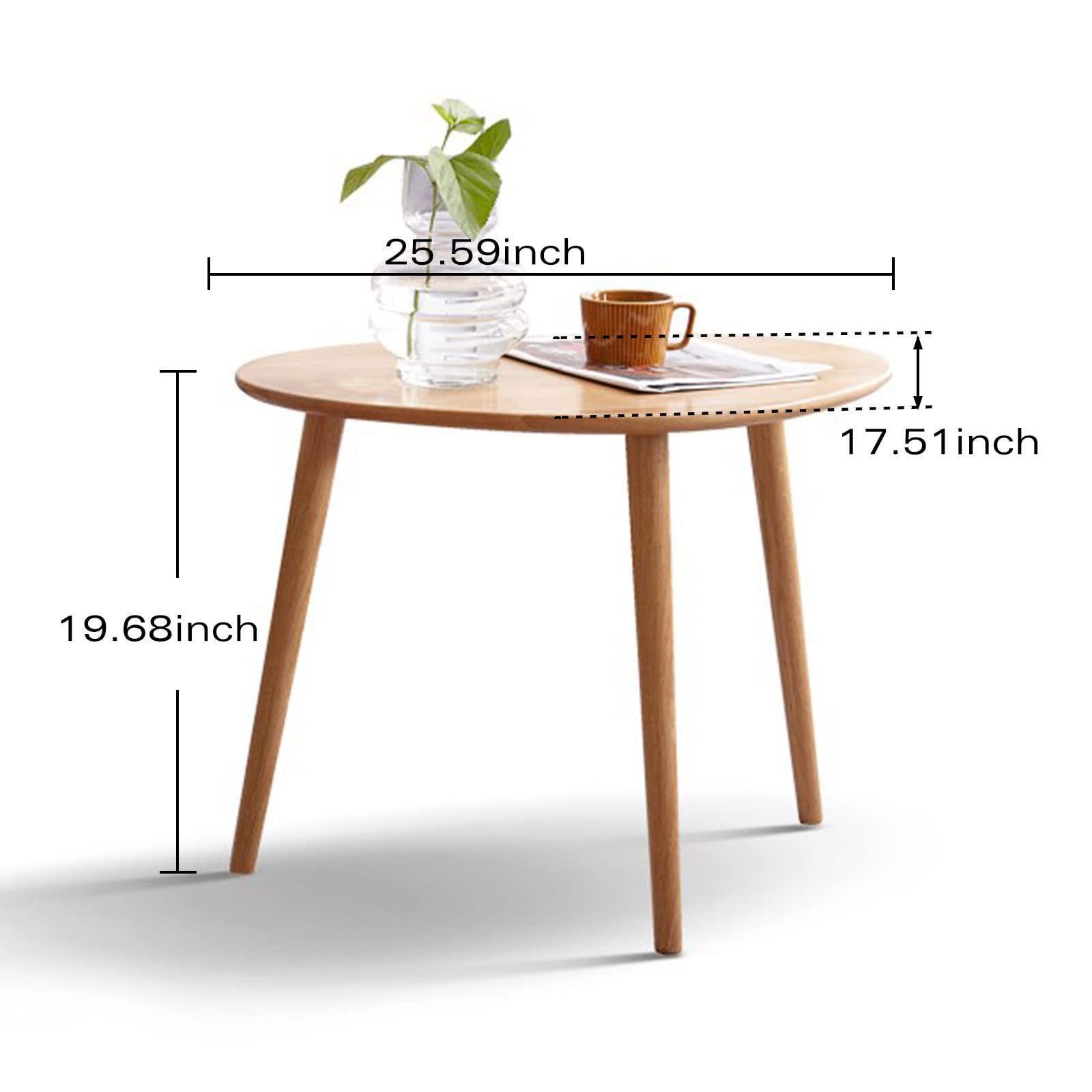 Grewood Small Oval Coffee Table, Mid Century Modern Coffee Table for Living Room, Minimalist Display Small Side Table, End Table, Easy Assembly (Natural Wood Color, 25.59''x17.51''x19.68'')