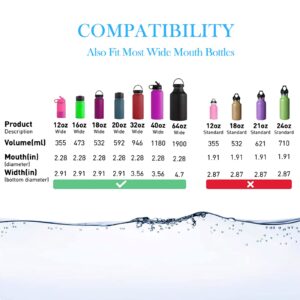 Straw Lid Compatible with 12 16 18 32 40 oz Wide Mouth Hydro Flask, Lids with Straw for Water Bottle Accessories, Replacement Straw Cap with Flex Handle for Hydroflask, White