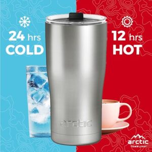 Arctic Tumblers | 20 oz Matte Black Insulated Tumbler with Straw & Cleaner - Retains Temperature up to 24hrs - Non-Spill Splash Proof Lid, Double Wall Vacuum Technology, BPA Free & Built to Last