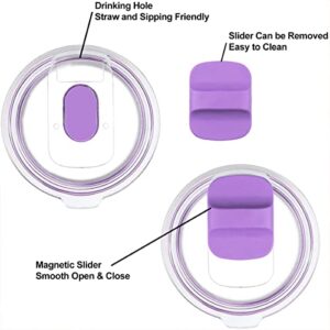 2pcs 30 ​oz Magnetic Tumbler Lid - Compatible with YETI Rambler, Ozark Trail, Old Style Rtic and More - Magnetic Slider Switch Spill Proof Tumbler Cover (2pcs purple /20 oz)