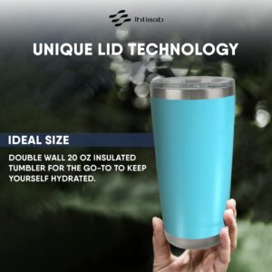 IHTISAB Stainless Steel Tumbler, 20 OZ Stainless Steel Vacuum Insulated Tumbler, there are two layers, Reusable Stainless Steel Travel Drinking Mug with Mag Slider Lid, Coffee Cups (Light Blue)