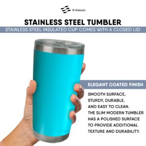 IHTISAB Stainless Steel Tumbler, 20 OZ Stainless Steel Vacuum Insulated Tumbler, there are two layers, Reusable Stainless Steel Travel Drinking Mug with Mag Slider Lid, Coffee Cups (Light Blue)