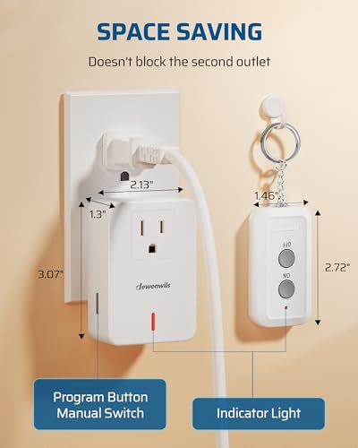 DEWENWILS Indoor Remote Control Outlet, Expandable Remote Light Switch Kit, Wireless On Off Power Switch, 100ft RF Range, Compact Design, White