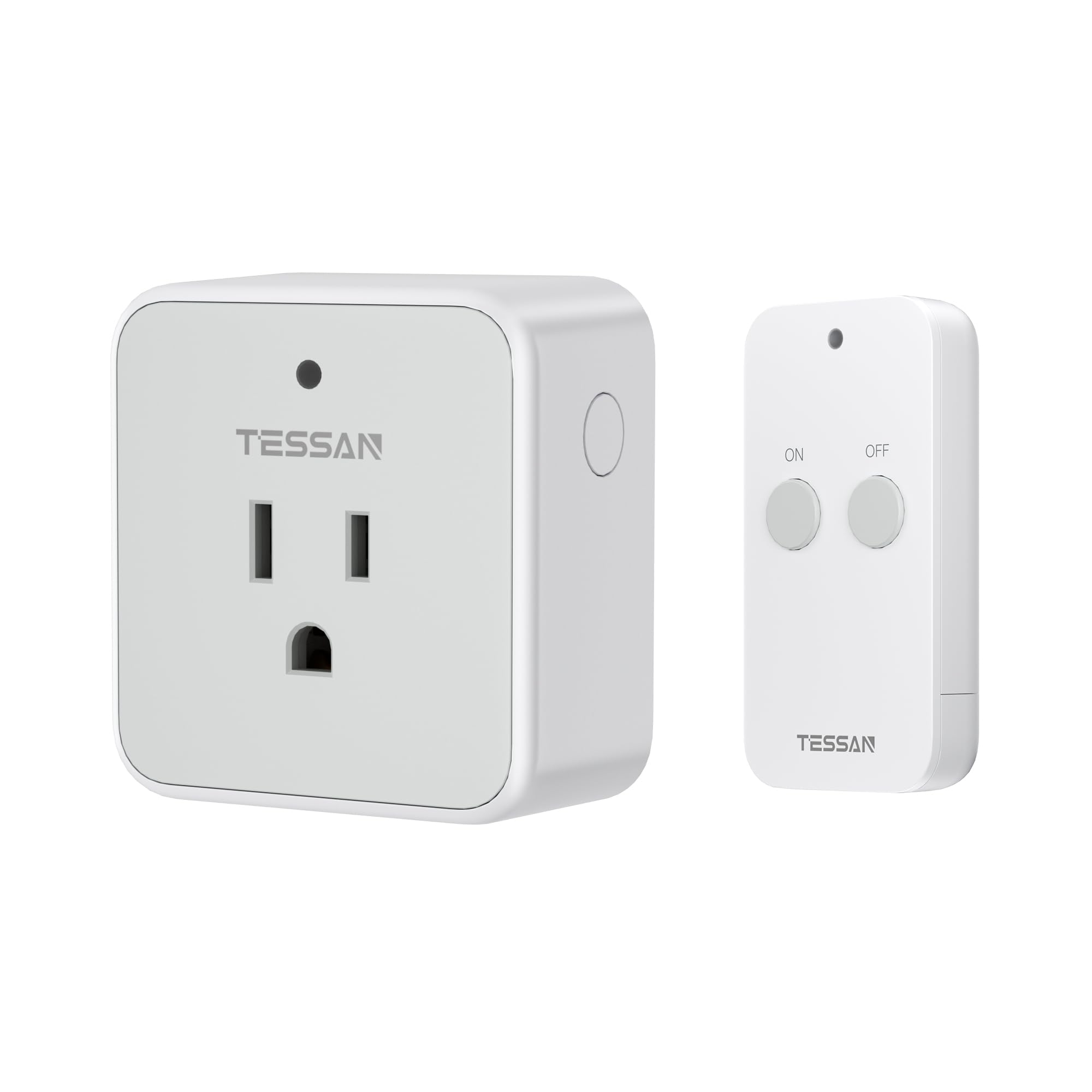 Remote Control Outlet, TESSAN Wireless Remote Light Switch, On Off Switch Plug for Lights, Lamps, Fans, Household Appliances, 100ft RF Range, 15A/1875W(1 Remote + 1 Outlet)