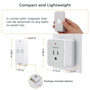 Remote Control Outlet, TESSAN Wireless Remote Light Switch, On Off Switch Plug for Lights, Lamps, Fans, Household Appliances, 100ft RF Range, 15A/1875W(1 Remote + 1 Outlet)