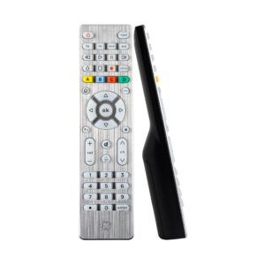 GE Backlit Buttons Universal Remote Control, Samsung TV Remote Control Replacement, Samsung Remote Control for Smart TV, Roku Remote Replacement, Vizio, LG TV, Sony, Apple TV, 4-Device, Silver, 48844