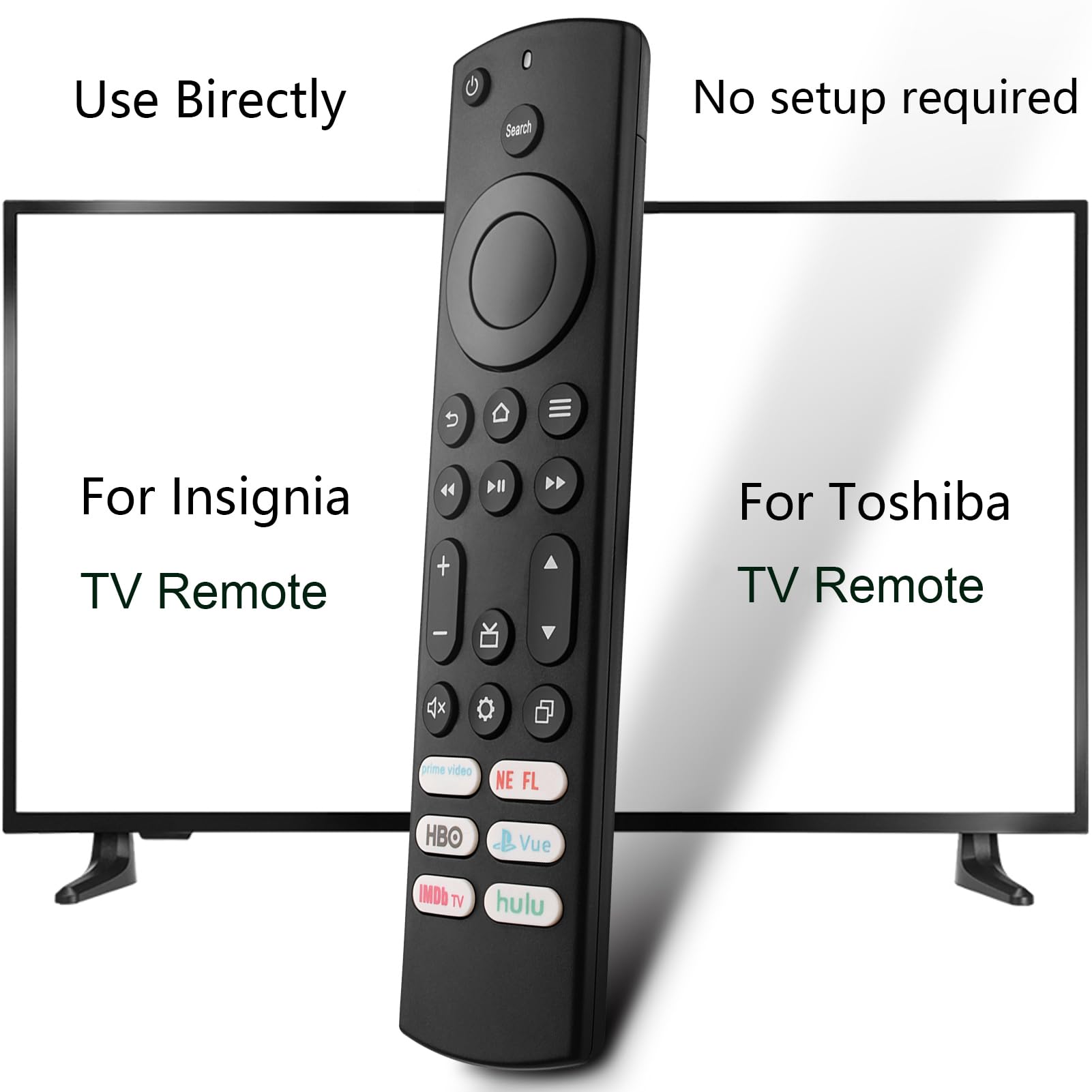 New Replacement Remote Control for Toshiba TVs and Insignia Smart TVs, with 6 Shortcut Buttons for Easy and Convenient use Without The Need for Settings