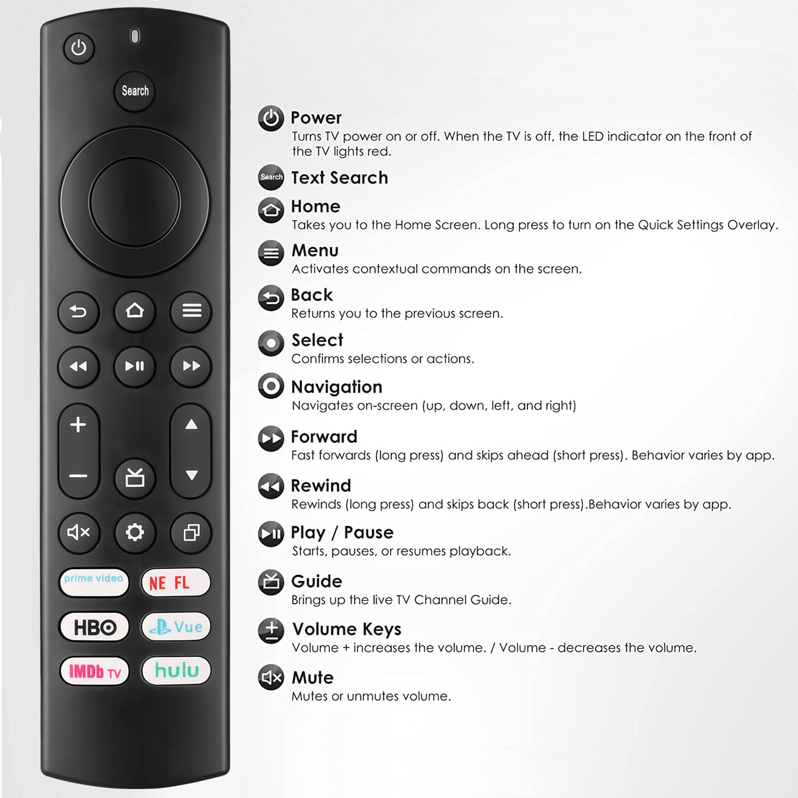 New Replacement Remote Control for Toshiba TVs and Insignia Smart TVs, with 6 Shortcut Buttons for Easy and Convenient use Without The Need for Settings