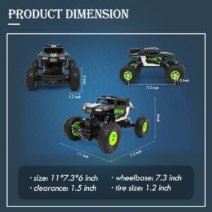 Ealingmoon Remote Control Car | 1:16 Scale 4WD All Terrain Rc Truck | 2.4GHz Off Road Rc Monster Truck with Colorful LED Light and 2 Rechargeable Batteries | Boys & Adults Gift