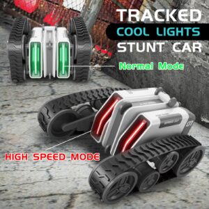 HScopter Remote Control Car, RC Cars with Tracked Double-Sided RC Crawler Driving 360° Rotating Lights RC Stunt Car Toy Gifts Presents for Xmas Birthday Chirstams Party Boys/Girls Ages 6+