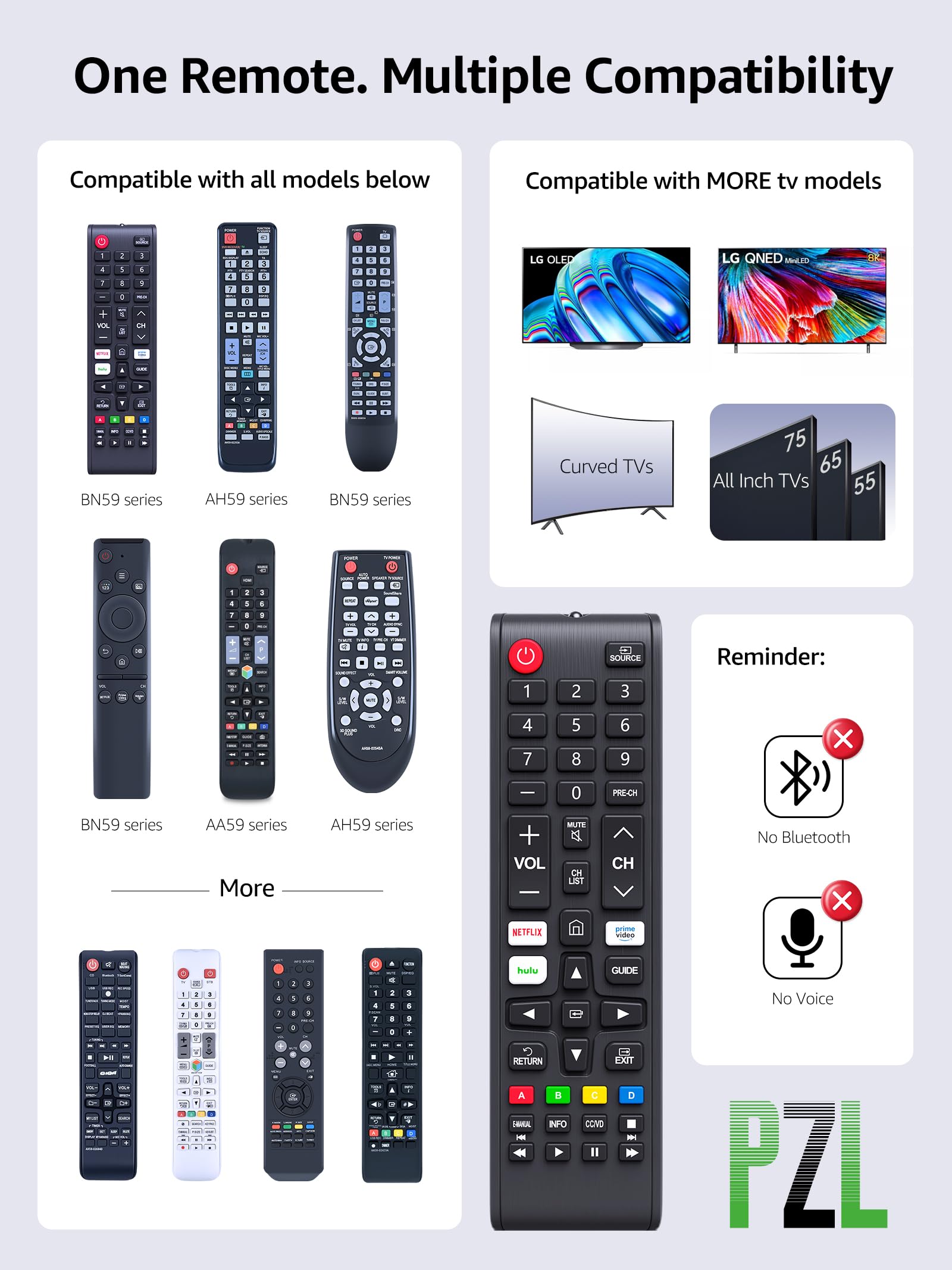 【One Remote One Cover】 Universal Remote for All Samsung TV Remote with Silicone Remote Cover, Replacement for All Samsung Smart TV, LED, LCD, HDTV, 3D, Series TV BN59-01315J BN59-01315A